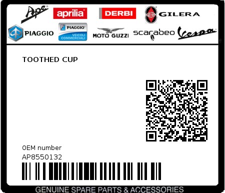 Product image: Aprilia - AP8550132 - TOOTHED CUP  0