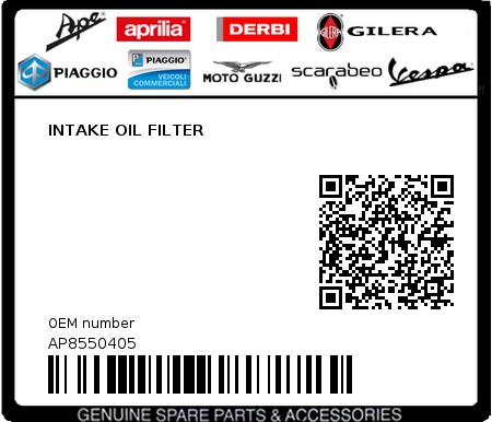 Product image: Aprilia - AP8550405 - INTAKE OIL FILTER  0