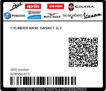 Product image: Aprilia - AP8550423 - CYLINDER BASE GASKET 0,7  0