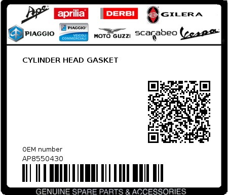 Product image: Aprilia - AP8550430 - CYLINDER HEAD GASKET  0