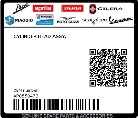 Product image: Aprilia - AP8550473 - CYLINDER HEAD ASSY.  0