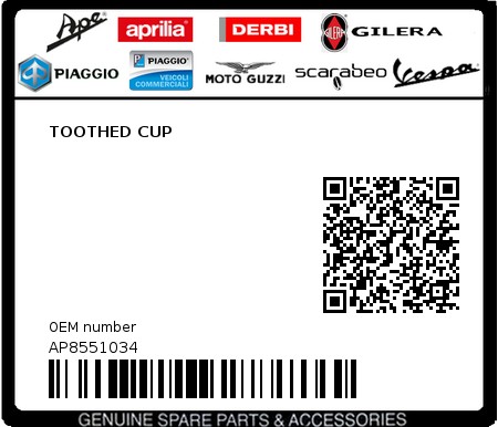 Product image: Aprilia - AP8551034 - TOOTHED CUP  0