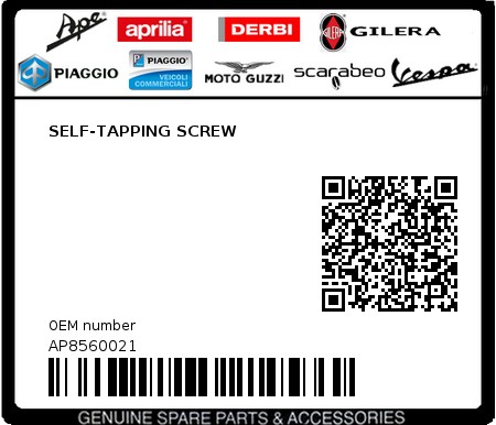 Product image: Aprilia - AP8560021 - SELF-TAPPING SCREW  0