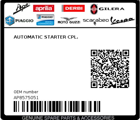 Product image: Aprilia - AP8575051 - AUTOMATIC STARTER CPL.  0