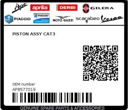 Product image: Aprilia - AP8577019 - PISTON ASSY CAT3  0