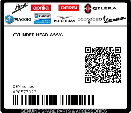 Product image: Aprilia - AP8577023 - CYLINDER HEAD ASSY.  0