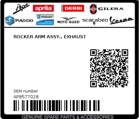 Product image: Aprilia - AP8577028 - ROCKER ARM ASSY., EXHAUST  0