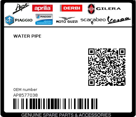 Product image: Aprilia - AP8577038 - WATER PIPE  0