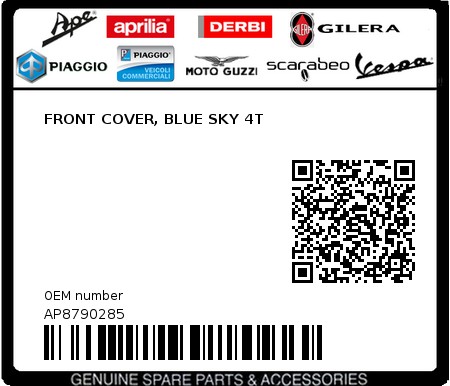 Product image: Aprilia - AP8790285 - FRONT COVER, BLUE SKY 4T  0