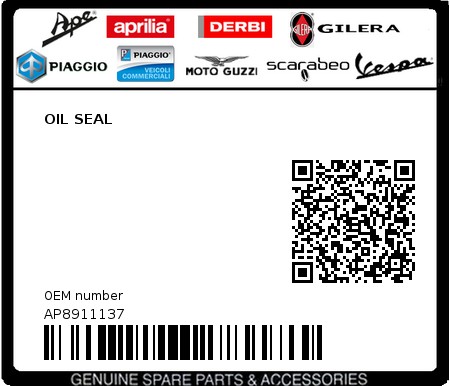 Product image: Aprilia - AP8911137 - OIL SEAL  0