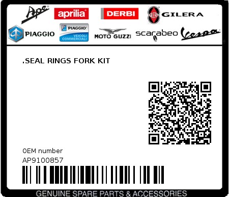 Product image: Aprilia - AP9100857 - .SEAL RINGS FORK KIT  0