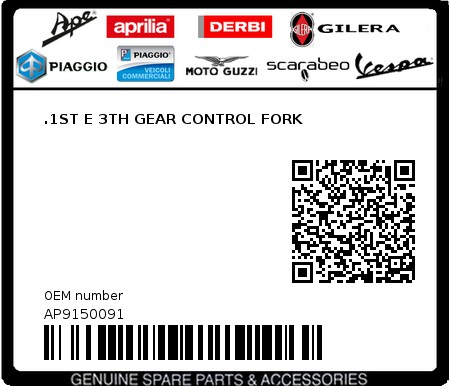 Product image: Aprilia - AP9150091 - .1ST E 3TH GEAR CONTROL FORK  0