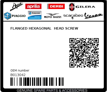 Product image: Aprilia - B013042 - FLANGED HEXAGONAL  HEAD SCREW  0