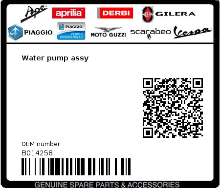 Product image: Aprilia - B014258 - Water pump assy  0