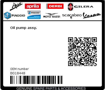 Product image: Aprilia - B018448 - Oil pump assy.  0
