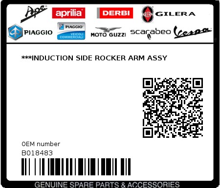 Product image: Aprilia - B018483 - ***INDUCTION SIDE ROCKER ARM ASSY  0