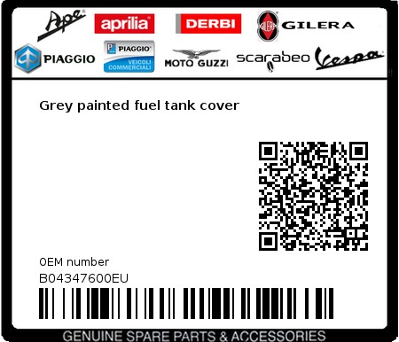 Product image: Aprilia - B04347600EU - Grey painted fuel tank cover  0