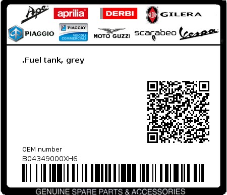 Product image: Aprilia - B04349000XH6 - .Fuel tank, grey  0