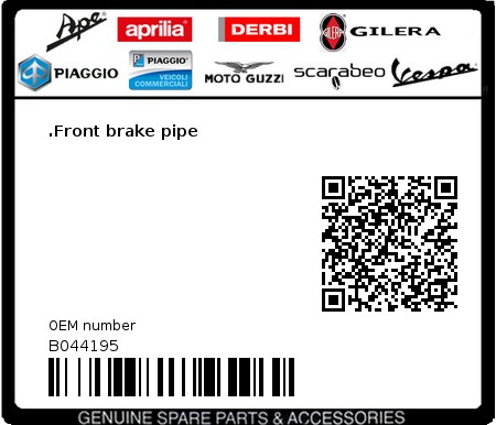 Product image: Aprilia - B044195 - .Front brake pipe  0
