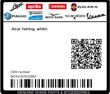 Product image: Aprilia - B04430500BM - .Rear fairing, white  0