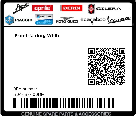 Product image: Aprilia - B04482400BM - .Front fairing, White  0