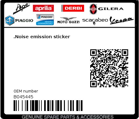 Product image: Aprilia - B045445 - .Noise emission sticker  0