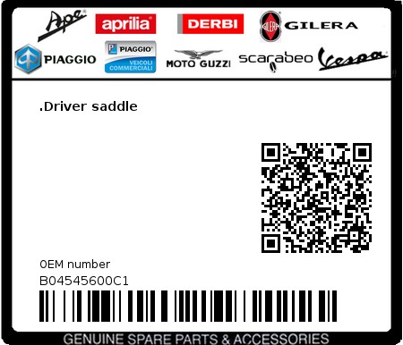 Product image: Aprilia - B04545600C1 - .Driver saddle  0