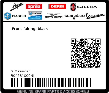 Product image: Aprilia - B04581000NI - .Front fairing, black  0