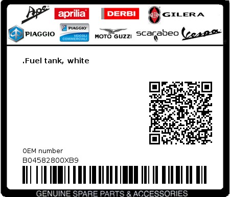 Product image: Aprilia - B04582800XB9 - .Fuel tank, white  0