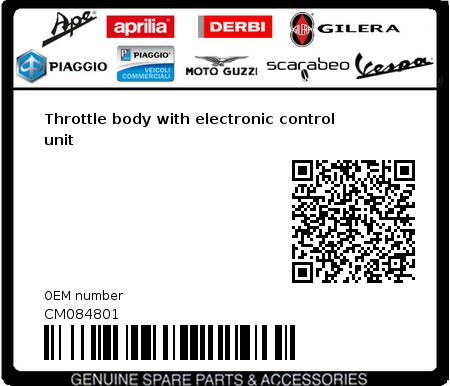 Product image: Aprilia - CM084801 - Throttle body with electronic control unit  0