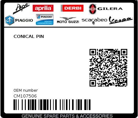 Product image: Aprilia - CM107506 - CONICAL PIN  0