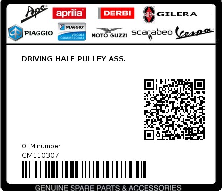 Product image: Aprilia - CM110307 - DRIVING HALF PULLEY ASS.  0