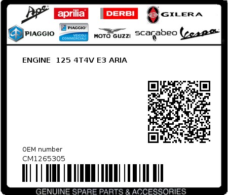 Product image: Aprilia - CM1265305 - ENGINE  125 4T4V E3 ARIA  0