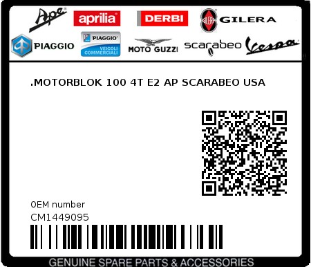 Product image: Aprilia - CM1449095 - .MOTORBLOK 100 4T E2 AP SCARABEO USA  0