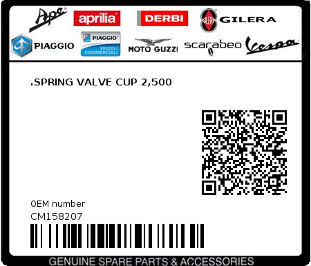 Product image: Aprilia - CM158207 - .SPRING VALVE CUP 2,500  0