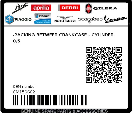 Product image: Aprilia - CM159602 - .PACKING BETWEER CRANKCASE - CYLINDER 0,5  0