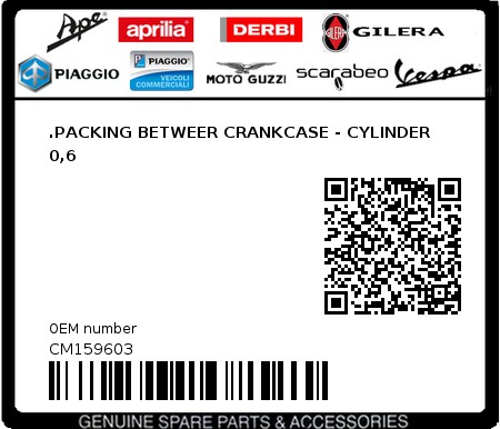 Product image: Aprilia - CM159603 - .PACKING BETWEER CRANKCASE - CYLINDER 0,6  0