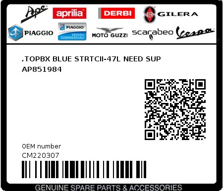 Product image: Aprilia - CM220307 - .TOPBX BLUE STRTCII-47L NEED SUP AP851984  0