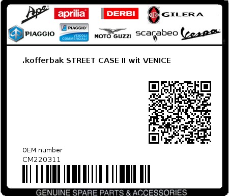 Product image: Aprilia - CM220311 - .kofferbak STREET CASE II wit VENICE  0