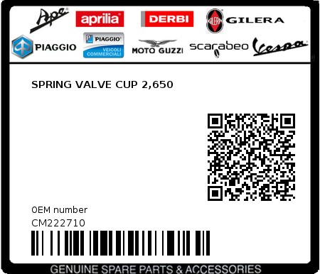 Product image: Aprilia - CM222710 - SPRING VALVE CUP 2,650  0