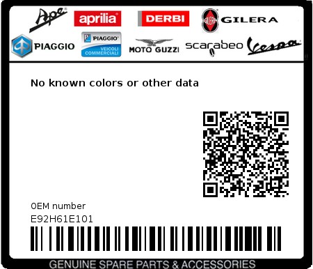 Product image: Aprilia - E92H61E101 - No known colors or other data  0