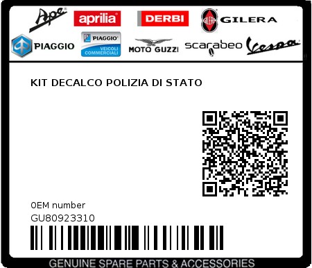 Product image: Aprilia - GU80923310 - KIT DECALCO POLIZIA DI STATO  0