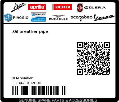 Product image: Aprilia - JC18441X92000 - .Oil breather pipe  0