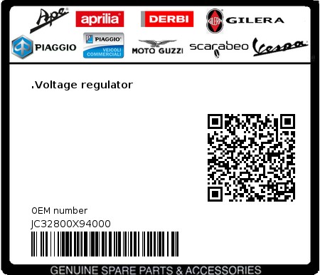 Product image: Aprilia - JC32800X94000 - .Voltage regulator  0