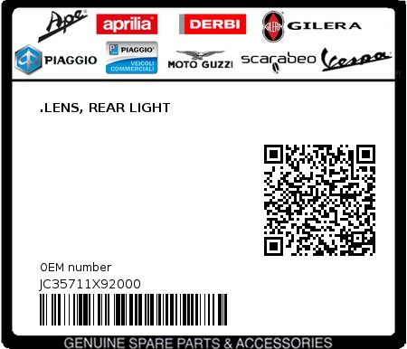 Product image: Aprilia - JC35711X92000 - .LENS, REAR LIGHT  0