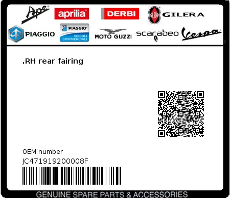 Product image: Aprilia - JC471919200008F - .RH rear fairing  0