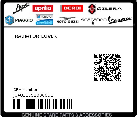 Product image: Aprilia - JC481119200005E - .RADIATOR COVER  0