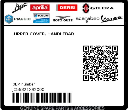 Product image: Aprilia - JC56321X92000 - .UPPER COVER, HANDLEBAR  0