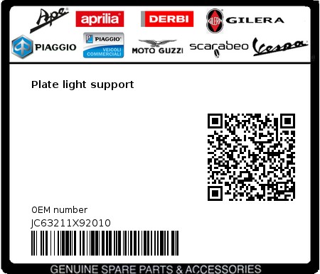 Product image: Aprilia - JC63211X92010 - Plate light support  0