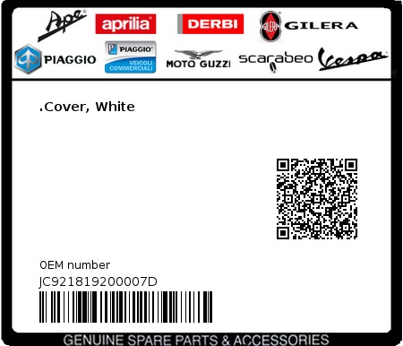 Product image: Aprilia - JC921819200007D - .Cover, White  0